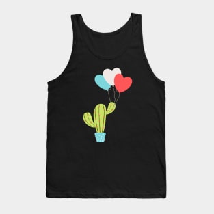 Cactus with heart love balloons Tank Top